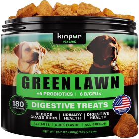 Green Lawn Chews for Dogs Cranberry ACV Digestive Enzymes Natural Dog Urine Neutralizer for Lawn Supports Healthy Bladder Urinary Tract 180 Tasty Dog