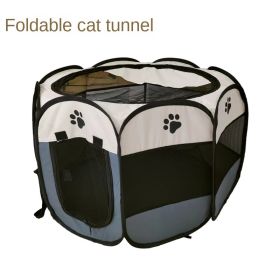 Oxford cloth folding pet tent cat kennel dog kennel cat delivery room indoor pet fence octagonal pet fence (Color: M gray)