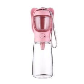 2 In 1 Dog Water Bottle, Leak Proof Portable Pet Water Bottle With Food Container, Outdoor Portable Water Dispenser For Dog, Puppy Supply For Walking (Color: pink, size: 550ml)